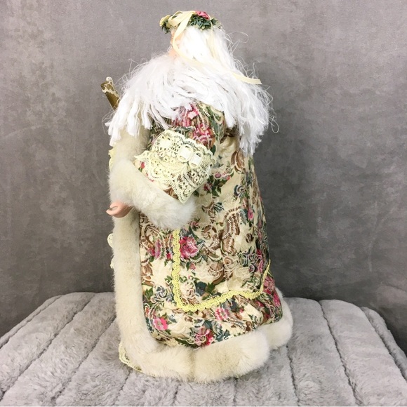 Vintage Santa Claus tree topper with floral jacket & flower crown - Picture 8 of 12